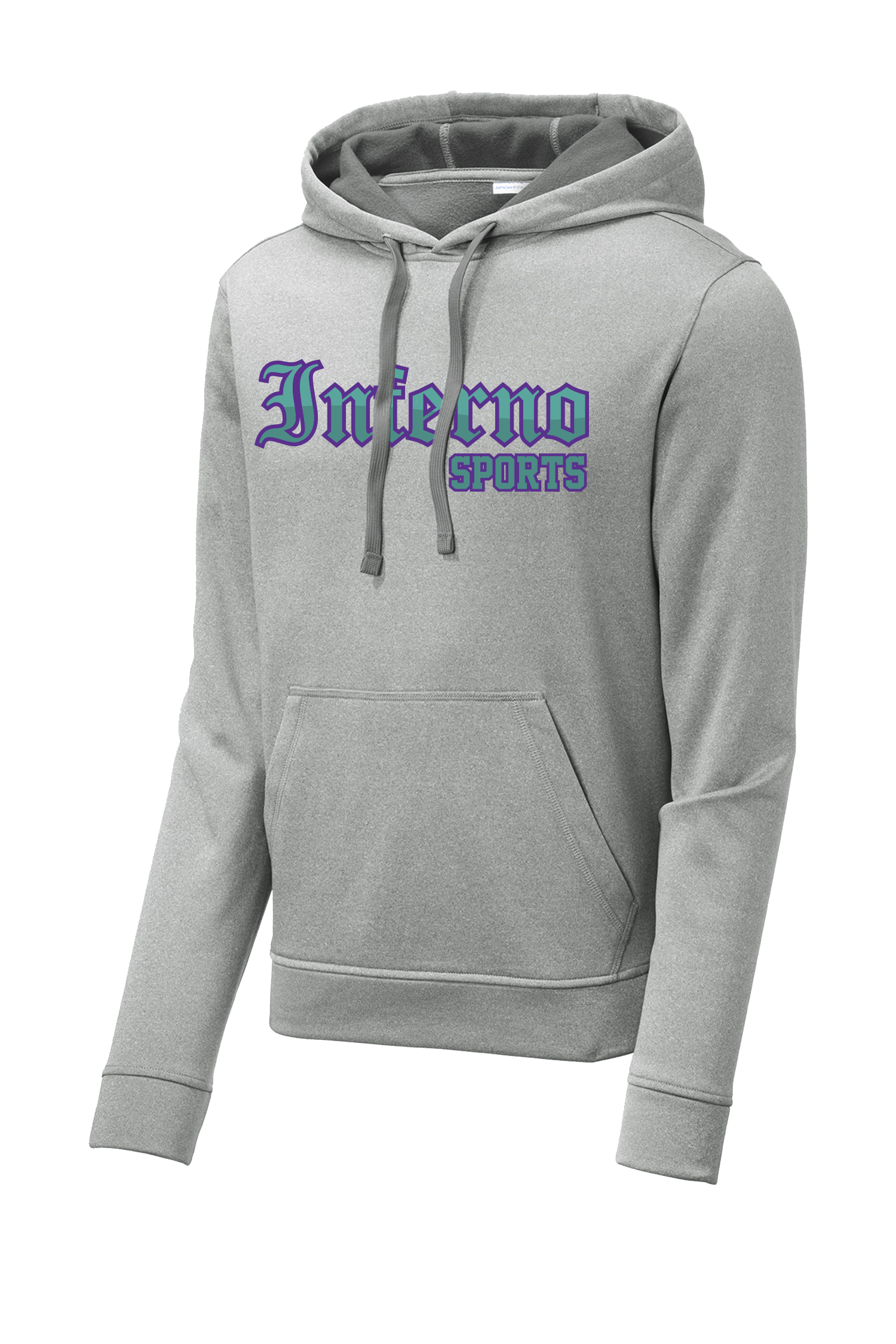Inferno Sports Heather Fleece Hooded Pullover - Teal/Purple