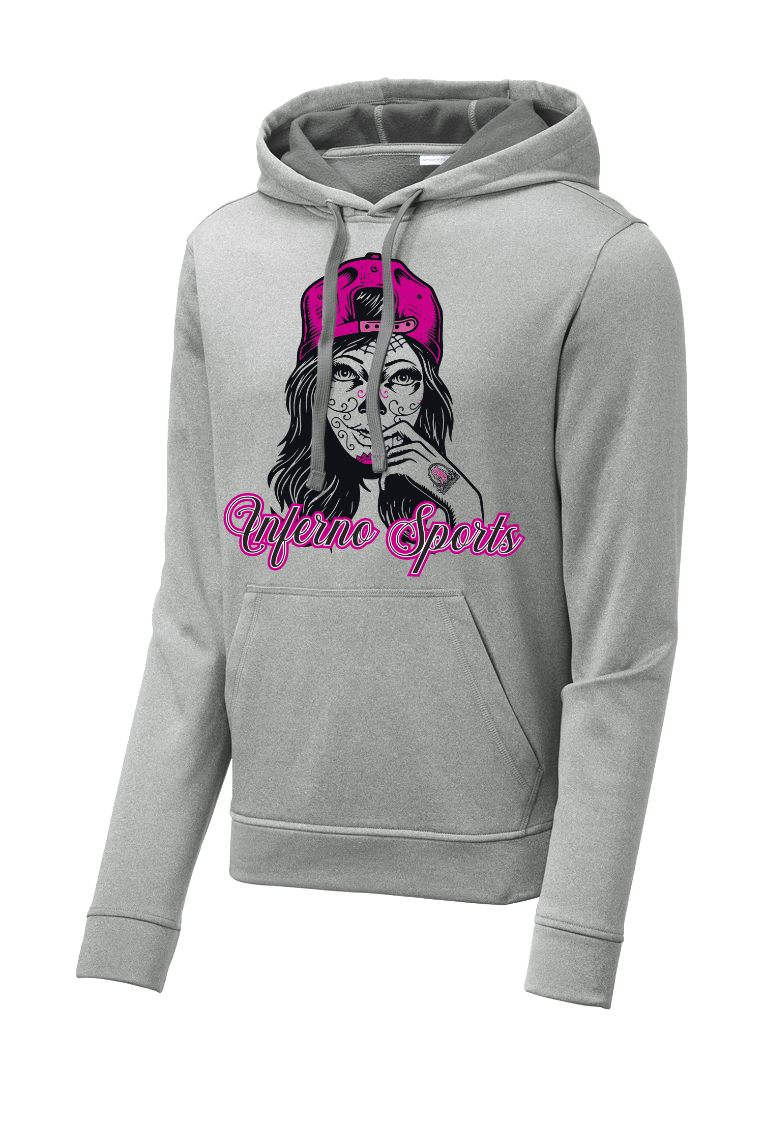 Inferno Sports Heather Fleece Hooded Pullover - Sugar Skull