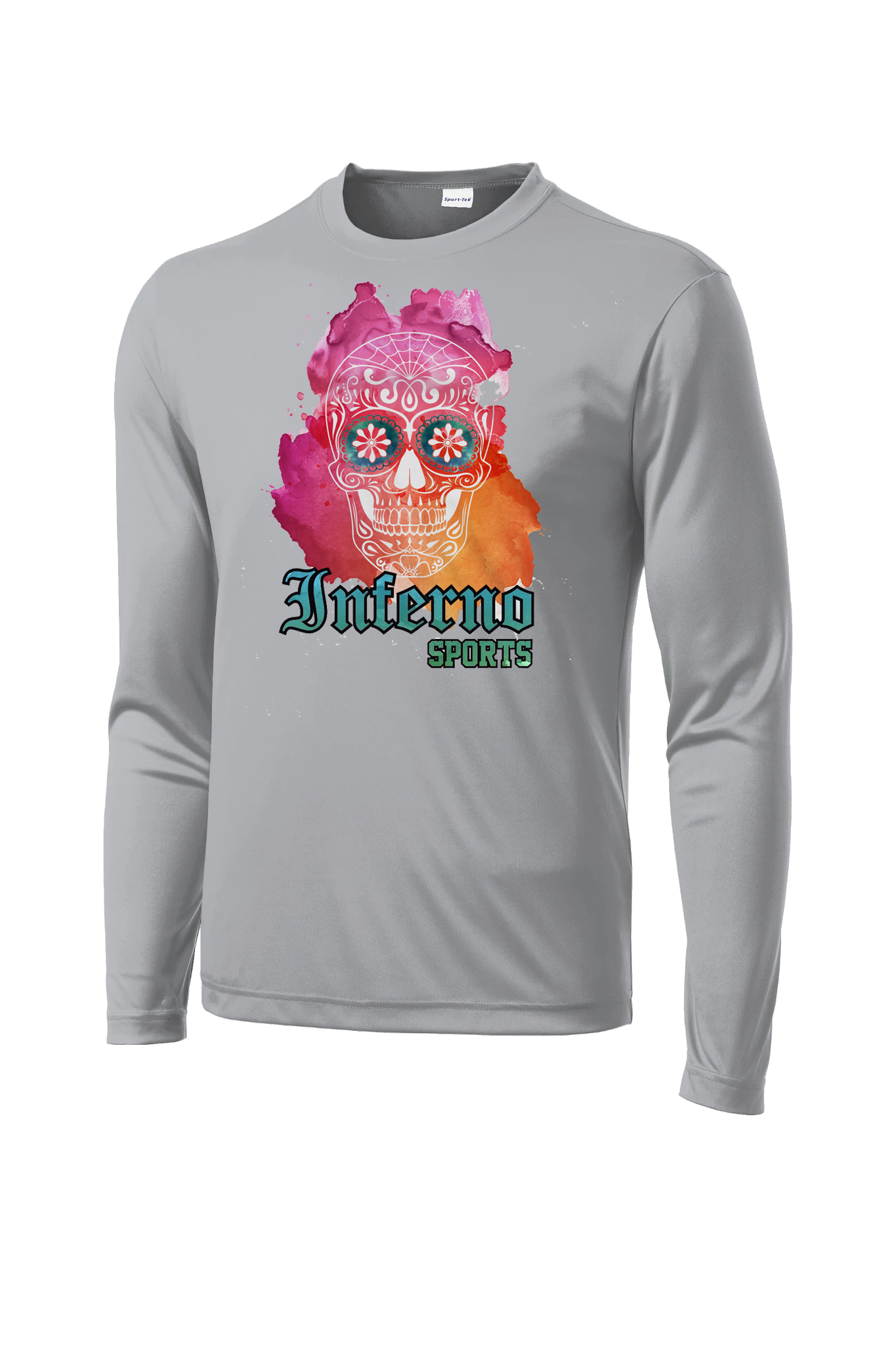 Inferno Sports Watercolor Sugar Skull Long-Sleeve