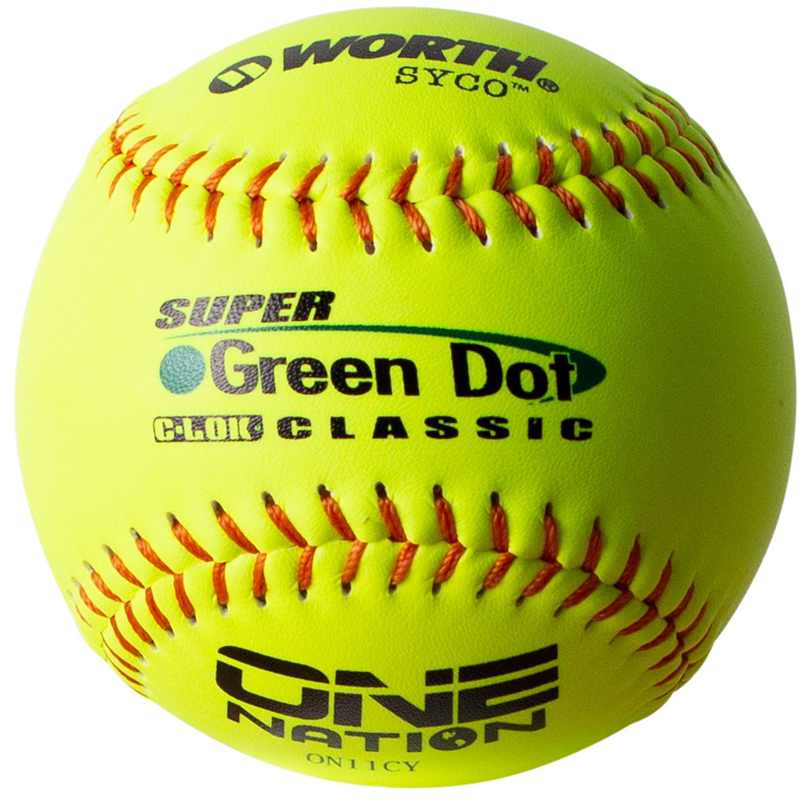 WORTH ONE NATION SUPER GOLD DOT EXTREME 11" 44/400 COMPOSITE SLOWPITCH SOFTBALLS: ON11CY
